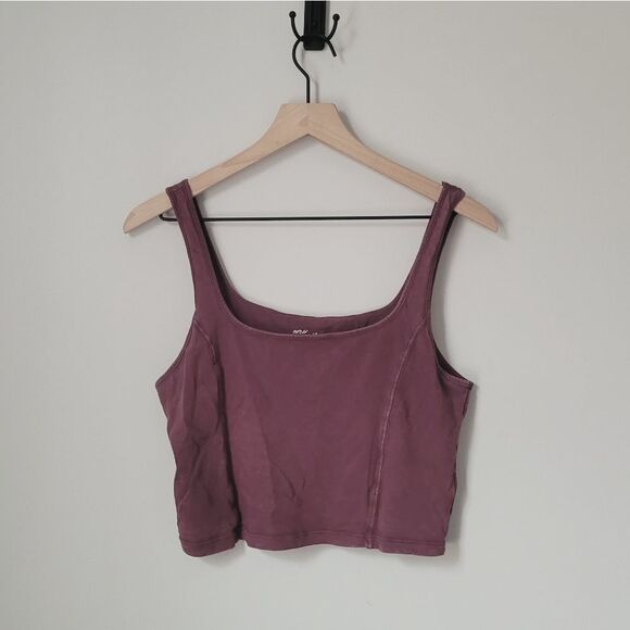 aerie Tops - Aerie Cranberry Cropped Tank Size Large